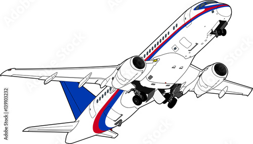 Sukhoi Superjet-100 airliner. Vector illustration