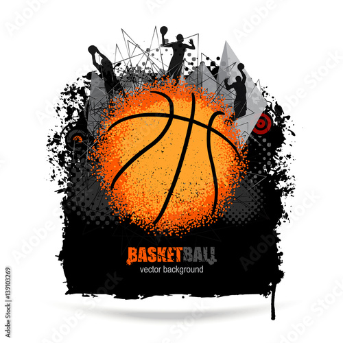 Design for basketball. Grunge background. Abstract ball. EPS file is layered.