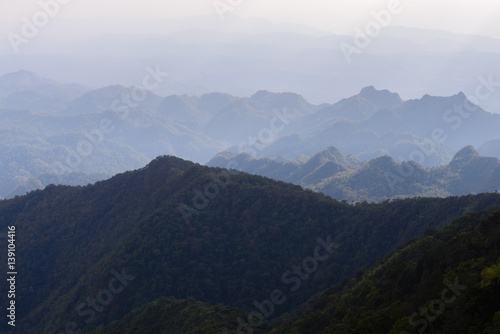 Beautiful mountain range with litle foggy.