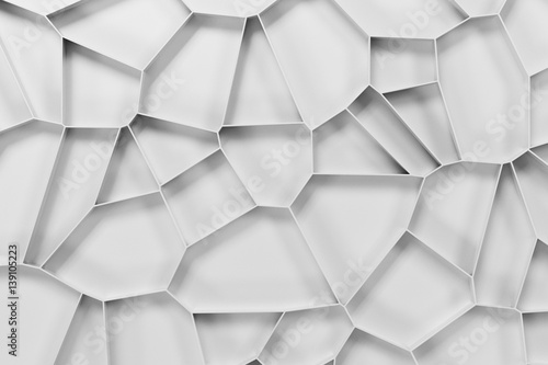 Fototapeta Abstrakcjonistyczna biała 3d voronoi kratownica na białym tle