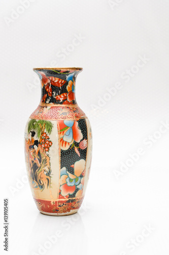 Chinese vase on white background