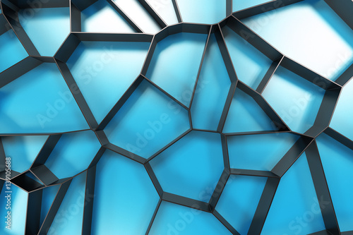 Abstract black 3d voronoi grate on colored background