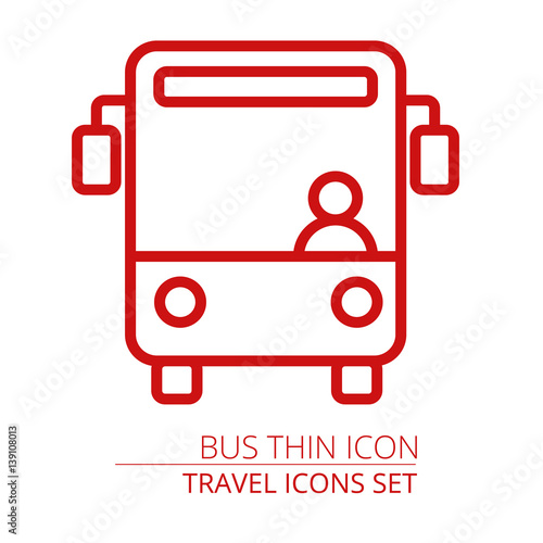 Bus thin line vector icon photo