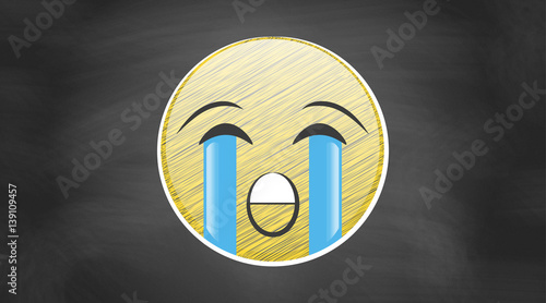 Heftig weinendes Gesicht | auf Kreidetafel