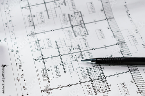 engineering diagram blueprint paper drafting project © paulfourk