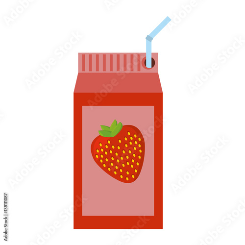 strawberry juice box with straw vector illustration eps 10