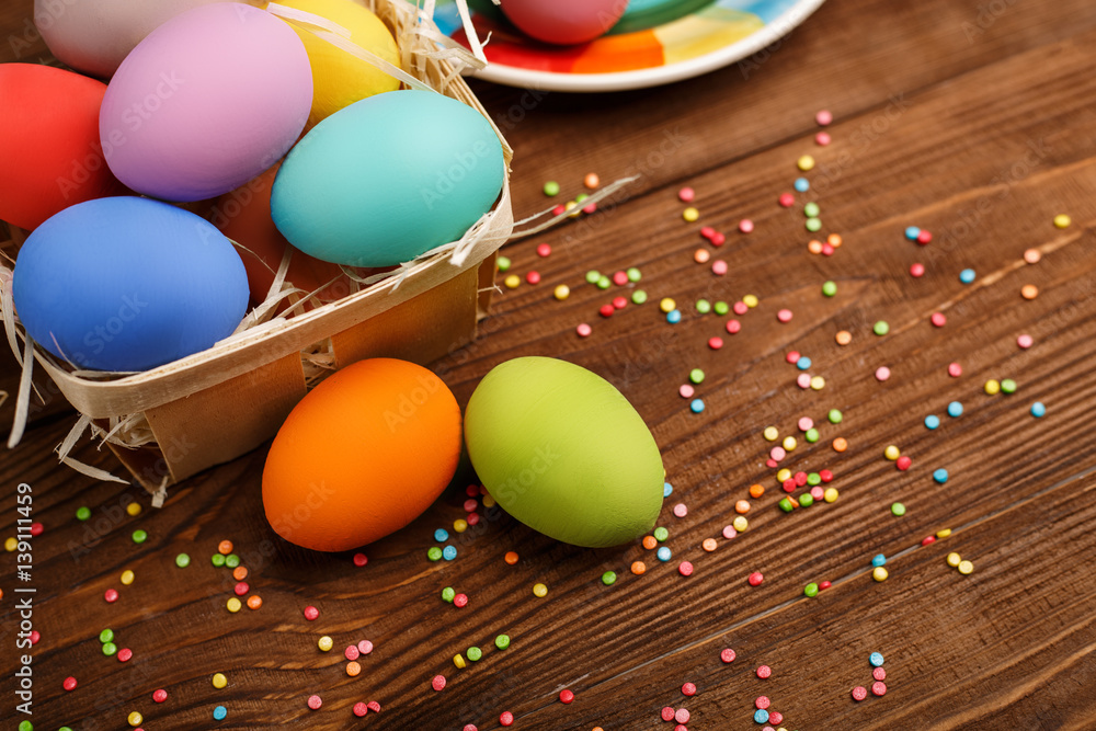 Naklejka premium Easter Eggs. Sunday. Easter. Happy Holidays. Christian holiday. Religion. Tradition. Easter background.