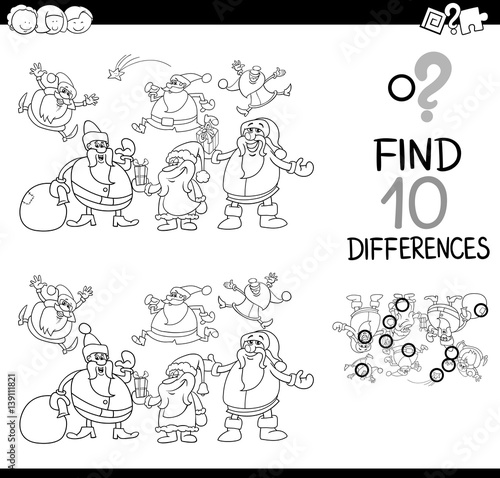 xmas difference game coloring page