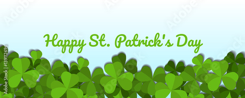 St. Patrick's day vector horizontal background with shamrock leaves. Happy St. Patrick's day.