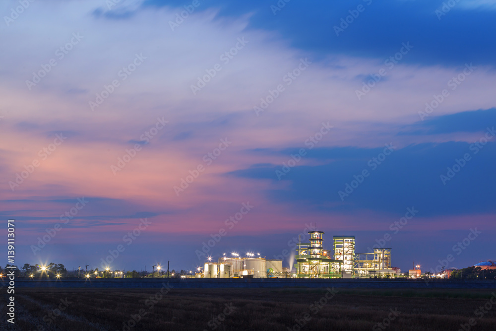 Power plant green energy at sunset twilight background, Thailand