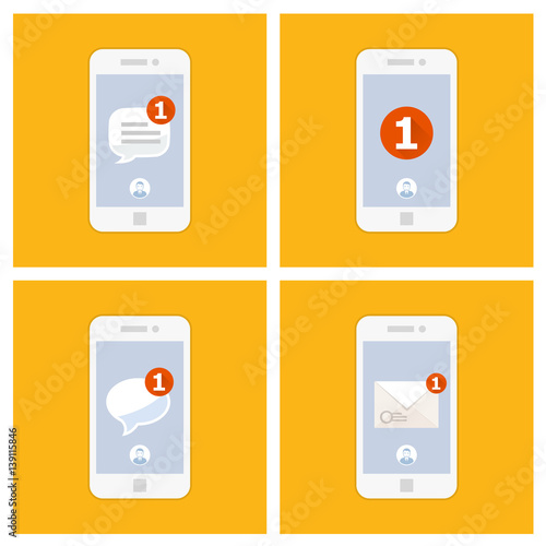 New incoming sms message on smartphone screen