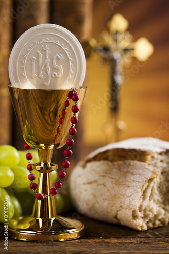 Fotografía Eucharist, sacrament of communion background