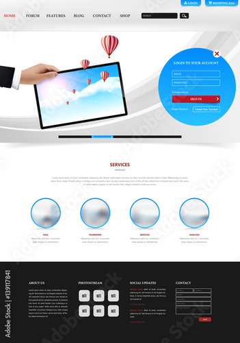 Clean Modern Website Interface Template, Vector Illustration.
