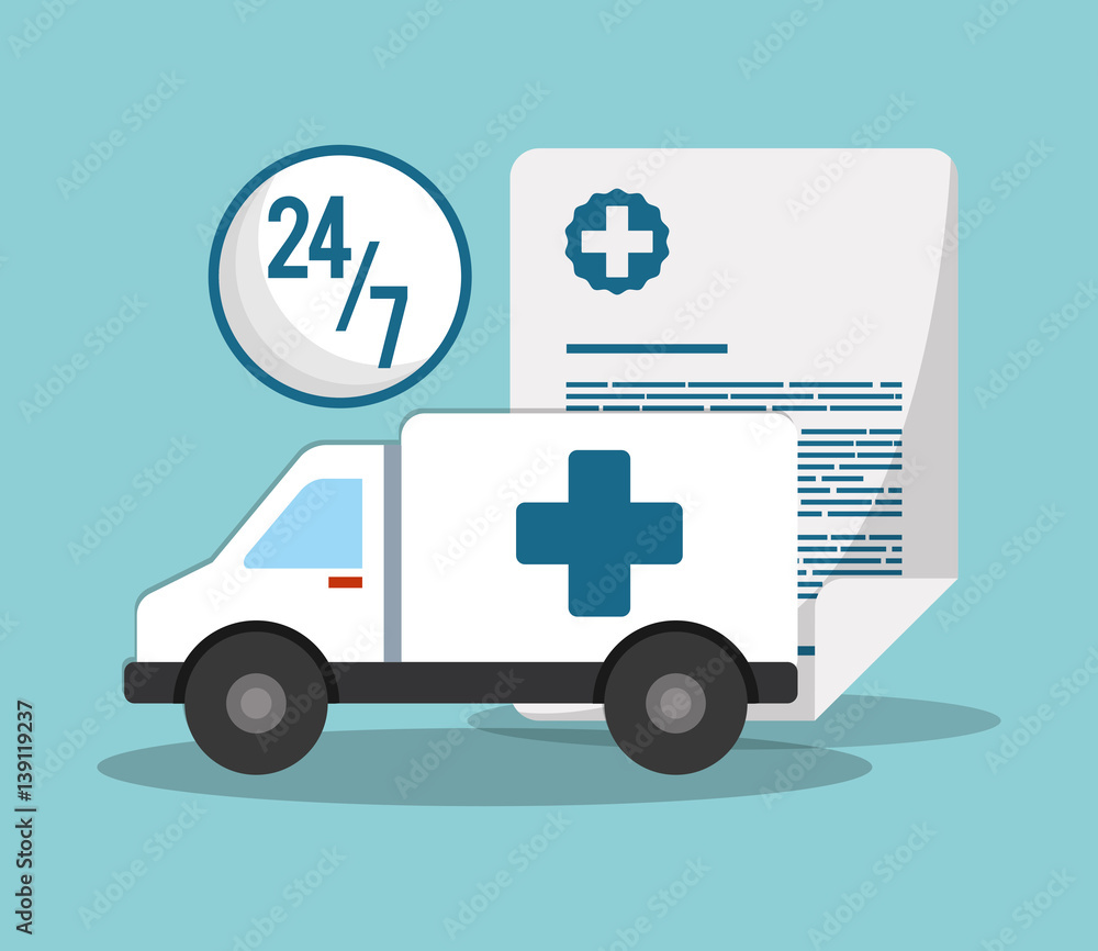 Fototapeta premium ambulance transport emergency 24-7 document vector illustration eps 10