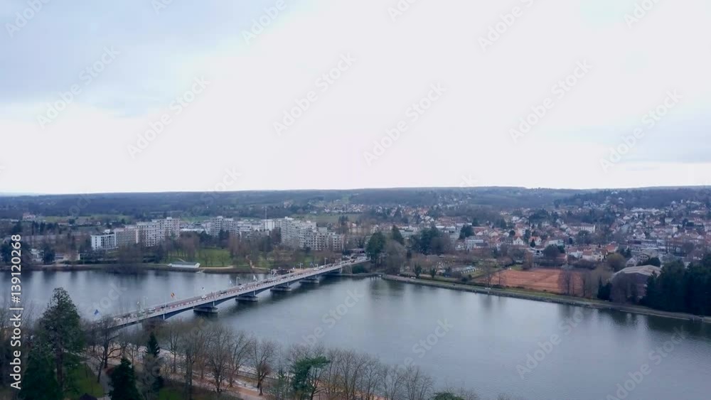 Vichy. France. Top shot. Spring. Cinematic shot. Opening shot. Cityscape. Vichy. France. Top shot. Spring. Cinematic shot. Opening shot. Cityscape.