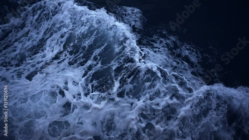 ocean wave sea impact flow slow motion top aerial view background