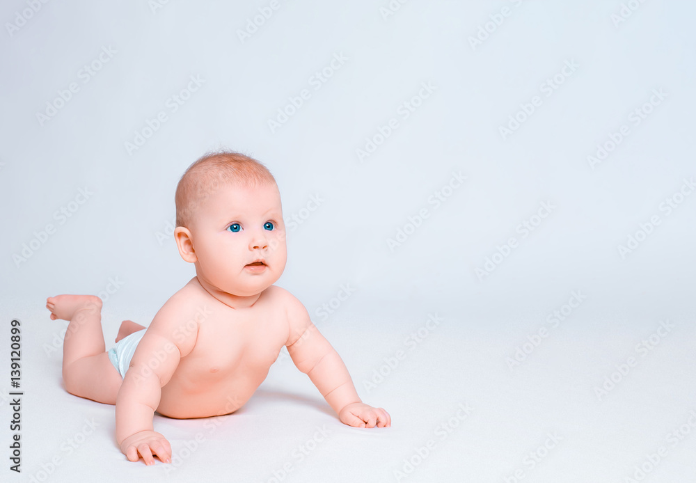 Cute baby girl on white background Cute baby girl on white background