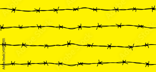 Wire barb vector fence seamless background