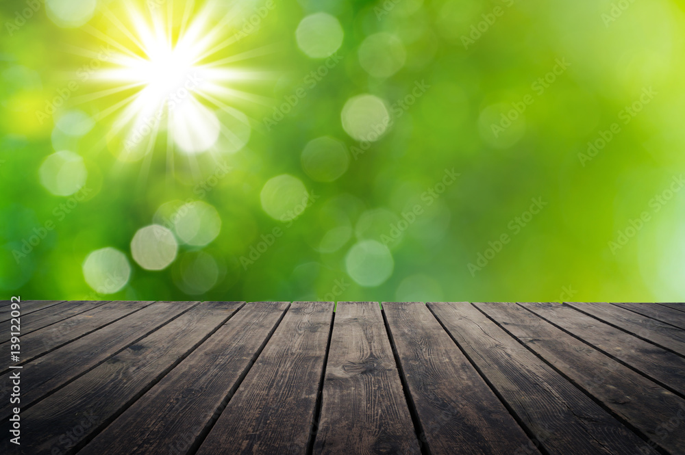 grungy wooden plank floor with nature background grungy wooden plank floor with nature background