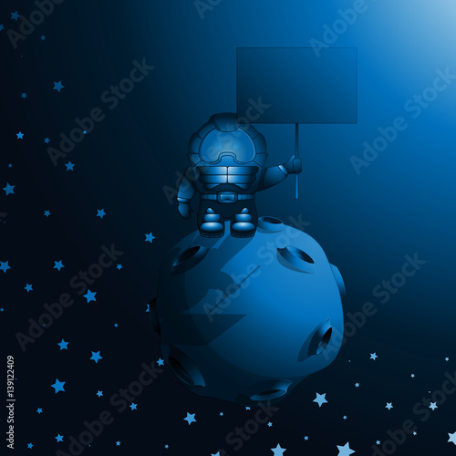 Astronaut stands on asteroid