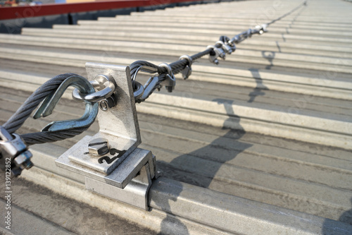 Quadro su tela Steel Wire Rope Lifeline on Roof
