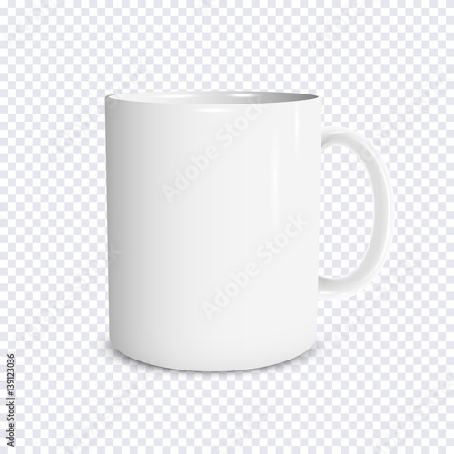 Valokuva Realistic white cup isolated on transparent background