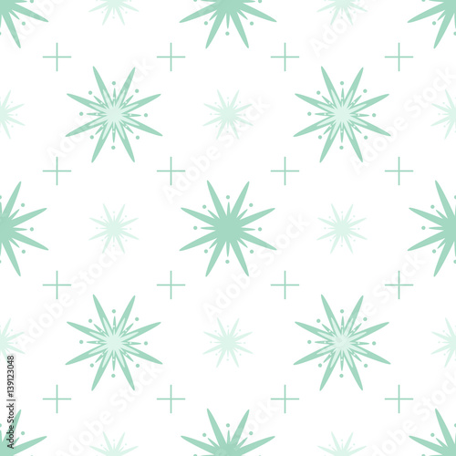 seamless green floral pattern on white background