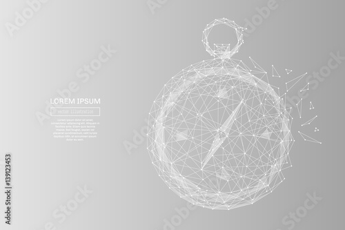White abstract compass polygonal, geometry triangle. Light connection structure. Low poly vector on gray business concept background.