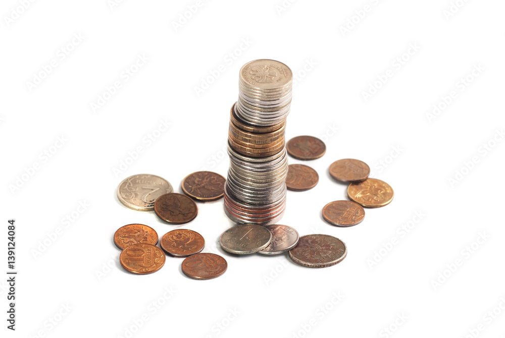 coin stack isolated on wstack of coins isolated on a white background coin stack isolated on wstack of coins isolated on a white background