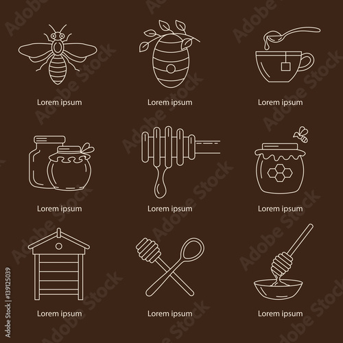 Linear honey icons.