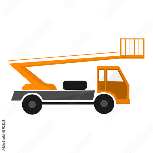 Orange aerial lifting platform. Utility vehicle. Car lift . Forklift truck