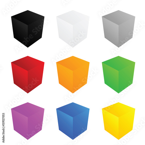cube in color set art illustration