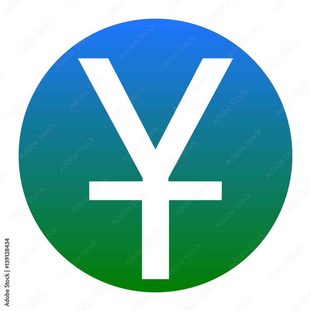 Chinese Yuan sign. Vector. White icon in bluish circle on white background. Isolated. Chinese Yuan sign. Vector. White icon in bluish circle on white background. Isolated.