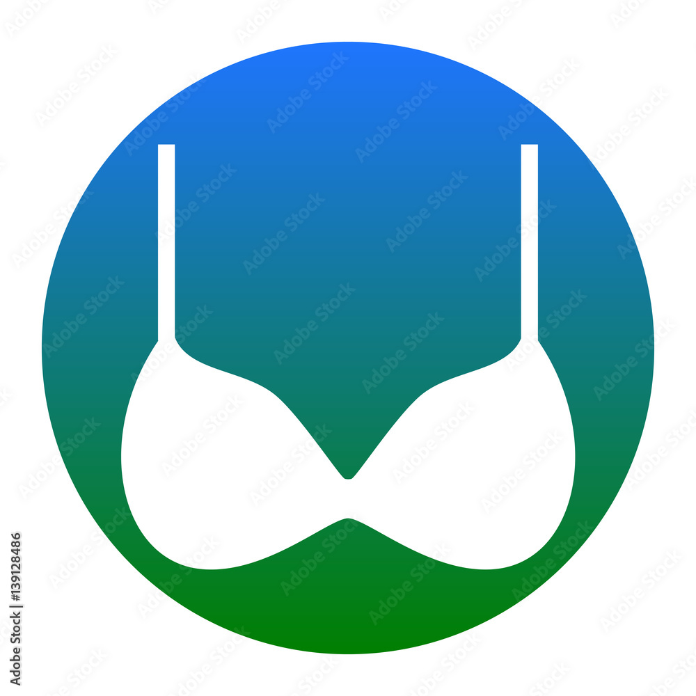 Bra simple sign. Vector. White icon in bluish circle on white background. Isolated. Bra simple sign. Vector. White icon in bluish circle on white background. Isolated.