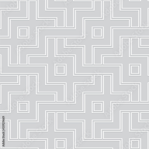 Interlaced white geometric pattern. Interlocking seamless vector background.