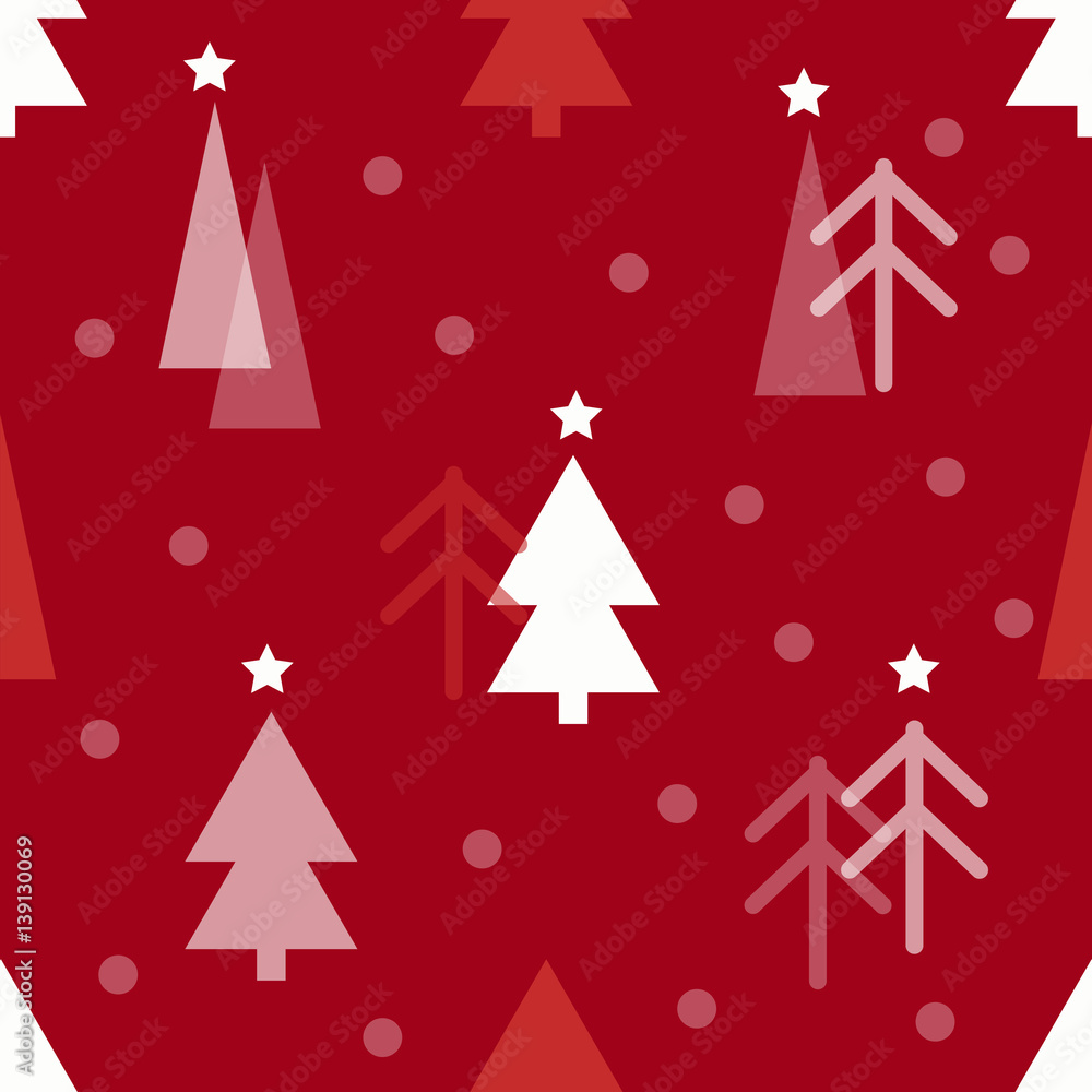 seamless christmas pattern on red background with pine tree seamless christmas pattern on red background with pine tree
