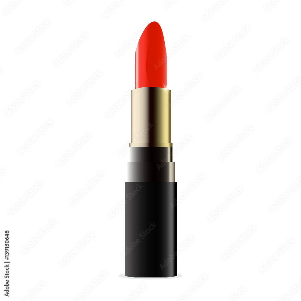 Fashionable glamour lipstick isolated. Realistic luxury red lipstick. Cosmetic accessory. Fashionable glamour lipstick isolated. Realistic luxury red lipstick. Cosmetic accessory.