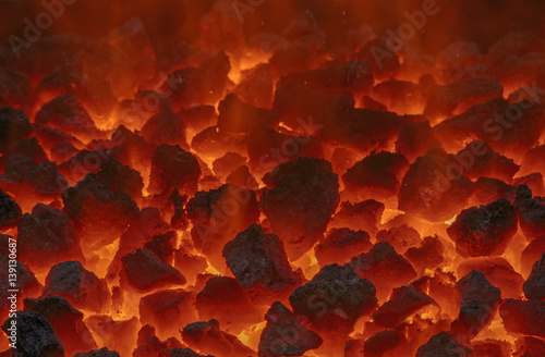 close up of embers in forge