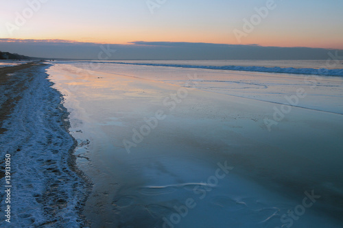 Gulf of Riga in winter evening. Jurmala  Latvia