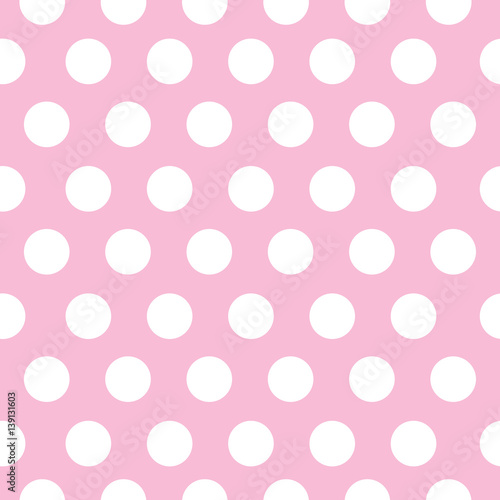 Seamless pink polka dot pattern repeatable tileable vector