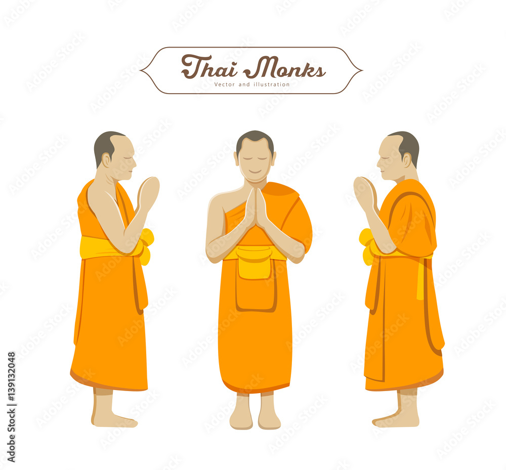Thai monks greetings collections. vector illustration Thai monks greetings collections. vector illustration