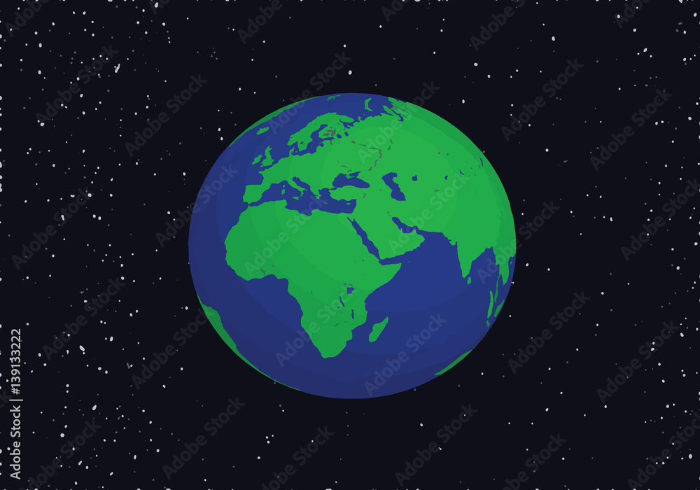 earth planet vector on black sky background with stars earth planet vector on black sky background with stars