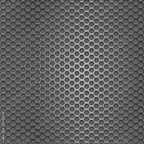 Metal perforated background with hexagon holes