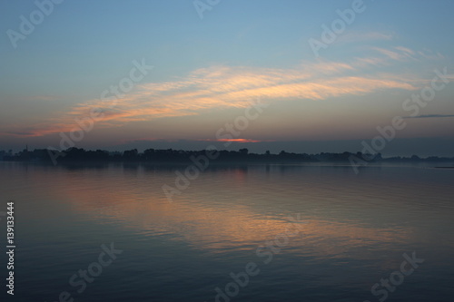 dawn.river.sky.Volga river.clouds.water