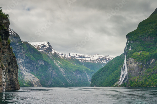 Seven Sisters Waterfall on the Geirangerfjord  beautiful nature in Norway