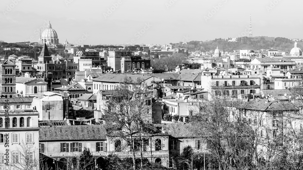 cityscape of Rome in black and white cityscape of Rome in black and white
