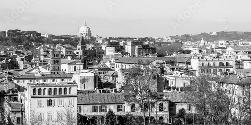 cityscape of Rome in black and white