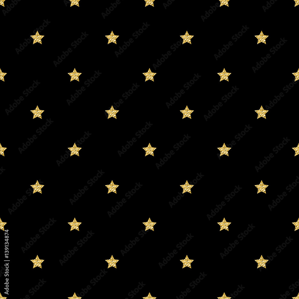 SEAMLESS GOLD STAR GLITTER PATTERN ON BLACK BACKGROUND SEAMLESS GOLD STAR GLITTER PATTERN ON BLACK BACKGROUND