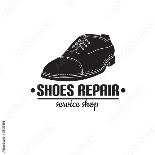 vector image of logo of shoe repair services. Concept for workshop repair