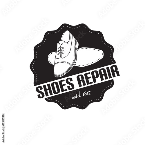 vector image of logo of shoe repair services. Concept for workshop repair